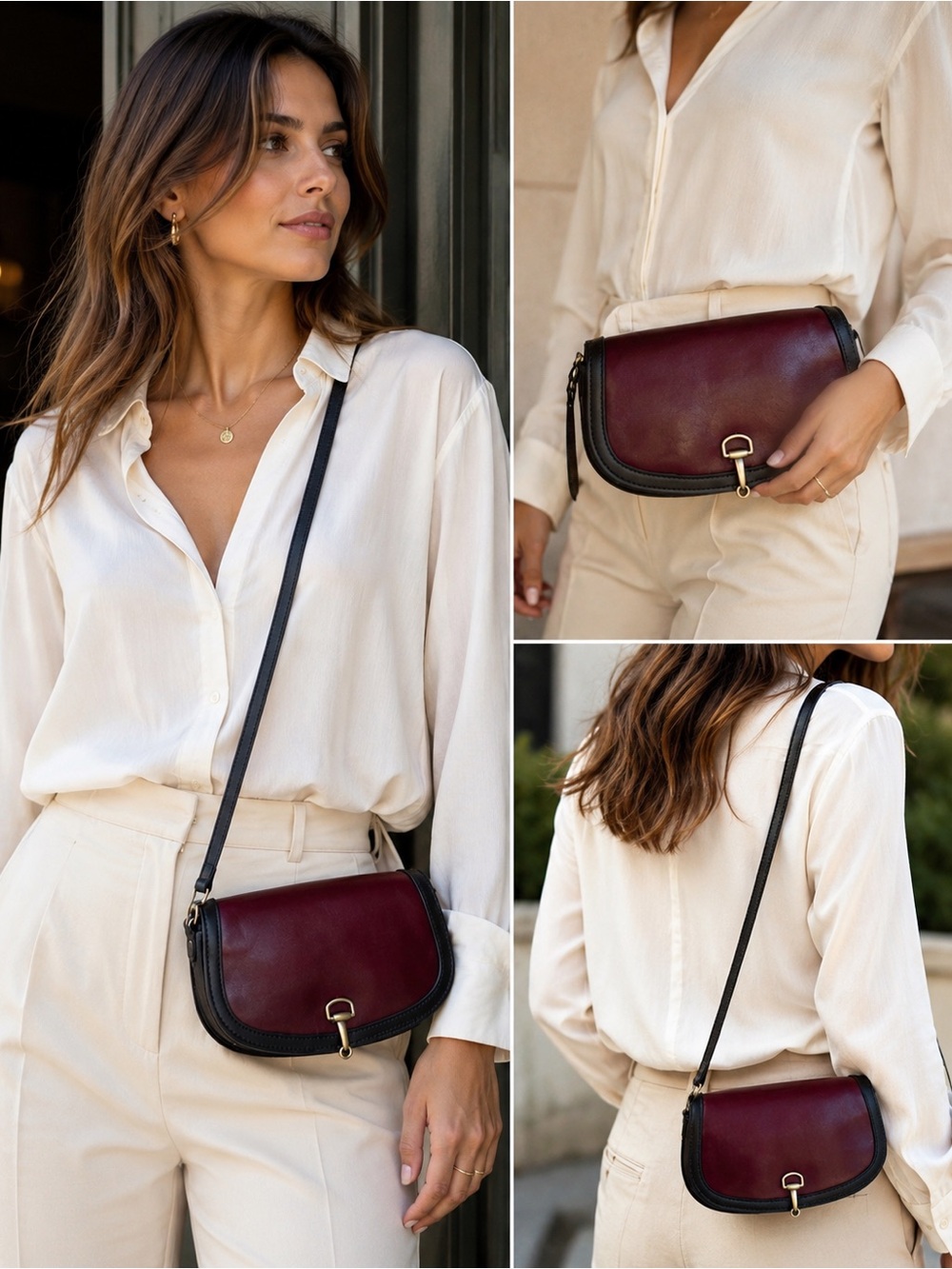 Patricia Nash Martell Oxblood Black Leather Crossbody Clutch NWT $229
